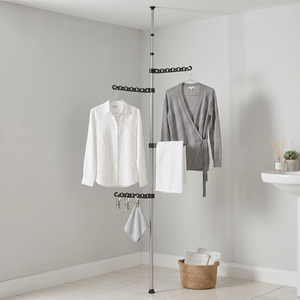 Porte-vêtements sur pied moderne avec plusieurs crochets pour serviettes et vêtements, design minimaliste, construction en acier - Product Image 2
