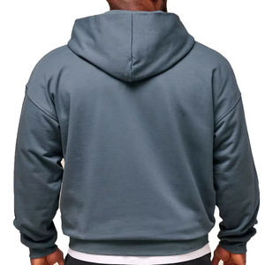 OEM ODM Sweat à capuche pour homme d'hiver, brodé, style américain, couleur unie, en polaire épaissi, zippé, coupe oversize à épaules tombantes, style streetwear décontracté - Product Image 6