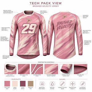 Maillot de motocross personnalisé en polyester micro-mesh, sublimation, design effet pinceau rose poussiéreux, manches longues, tout-terrain - Product Image 5