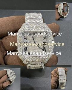 Montre en verre carré sertie de diamants Moissanite, acier inoxydable bicolore, mouvement automatique, étanche 10 bars, bracelet à fermoir - Product Image 2