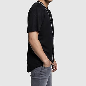 Tira de Botones Bordados en Poliéster Transpirable para Uniforme de Béisbol Americano, Personalizable, en Blanco y Negro, Cuello en V, Manga Corta - Product Image 6