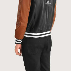 เสื้อแจ็คเก็ตเบสบอลทรงบอมเบอร์แบบ Letterman สำหรับผู้ชาย สไตล์ลำลองเข้ารูป แฟชั่นสตรีท เสื้อแจ็คเก็ตเบสบอลผ้าคอตตอนผสมสำหรับผู้ชาย รุ่น Varsity 2026 - Product Image 5