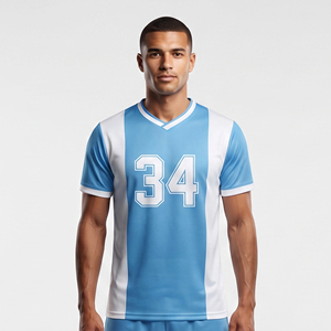 Maillots de football professionnels pour hommes de haute qualité en gros, col en V, manches courtes, 100% polyester, évacuation de l'humidité, logo personnalisé - Product Image 1