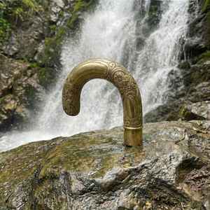 Bastón Plegable de Latón Personalizado con Mango de Latón Grabado, Bastón de Madera Hecho a Mano en Estilo Steampunk, Regalo para Uso Diario - Product Image 6