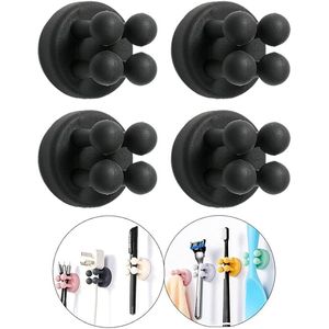 Set di 4 Portaspazzolini in Silicone con Ganci per Rasoio, Adesivi da Parete per Appendere Asciugamani, Chiavi, Cavi e Organizzare - Product Image 1