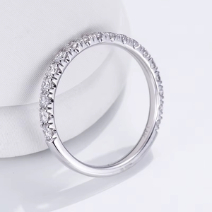 Classic Full Diamond <b>Ring</b> Round Cut Lab Grown Diamond Jewelry 14K Solid Gold Wedding <b>Ring</b> for Women - Product Image 3