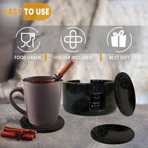 Natural Onyx <b>Marble</b> <b>Coaster</b> Set of 6 Natural Stone Color Eco-Friendly & Durable Modern Kitchen Home Decor - Product Image 5