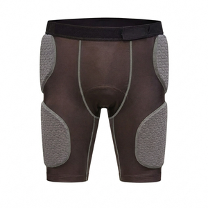 Pantalones cortos de compresión acolchados de color marrón claro para fútbol americano para hombres adultos, resistentes a impactos para deportes extremos. - Product Image 1