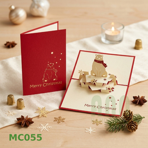 ANN HANDICRAFT Carte de vœux de Noël 3D pop-up en forme d'ours, faite à la main, imprimée en 4 couleurs, découpée au laser, durable, élégante, en papier, sur mesure - Product Image 5