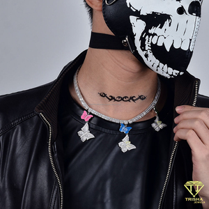 Collier pendentif papillon en argent sterling 925 avec accents de diamants cultivés en laboratoire pour les acheteurs en gros de bijoux de mode - Product Image 1