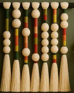 Décoration murale moderne en fibre, boule sphérique, macramé, suspension murale décorative, designs artistiques, décoration intérieure - Product Image 4