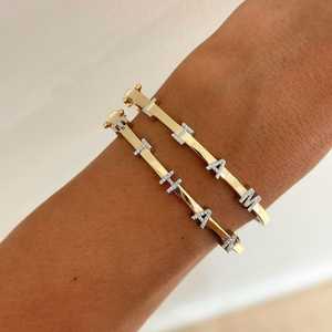 Name Bangle Personalized Custom Wholesale 14k Gold Diamond Lab Grown Round Cut Pave <b>Initial</b> Letters Cuff <b>Bracelet</b> Manufacturer - Product Image 5