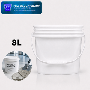 8L Plastic Adhesive <b>Bucket</b> <b>with</b> Flat <b>Lid</b> for Industrial Adhesive, ISO 9001 Manufacturer - Product Image 1