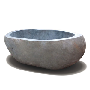 อ่างอาบน้ำหินแม่น้ำขนาดใหญ่แบบลอยตัวพร้อมฝาปิดสุดหรู - Product Image 3