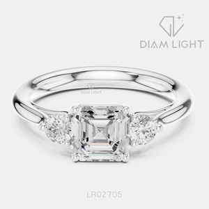 Bague de mariage en or blanc 14 carats avec diamant de laboratoire de 1,10 carat, taille Asscher, certifiée IGI, bijou raffiné, cadeau pour fiançailles, mariage ou anniversaire - Product Image 1