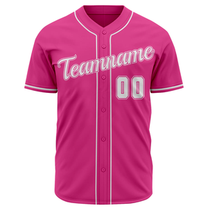 Maillot de baseball rose à manches courtes boutonné, uniforme d'équipe personnalisé, respirant, en polyester, pour le sport - Product Image 2