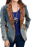 Abrigo de mezclilla para mujer con tallado a mano, chaqueta de cuero occidental, chaqueta deportiva occidental, chaqueta deportiva para mujer, chaqueta de cuero para mujer