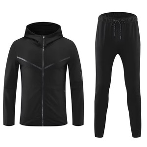 Ensemble de survêtement gris d'hiver coupe-vent et respirant avec logo personnalisé sur le devant, service OEM, taille 6XL, pour entraînement de football pour adultes - Product Image 2