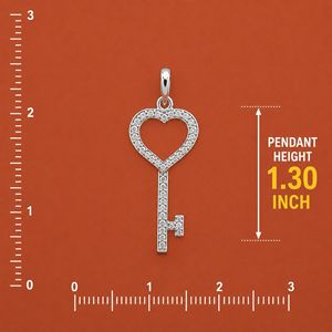 Pendentif Clé Cœur Ouvert en Argent S925 avec Diamant Moissanite, Bijou Quotidien, Cadeau pour Femme - Product Image 3