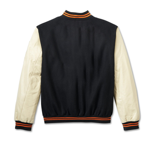 Chaqueta Varsity para Hombre, Color Morado con Bloques de Color, Bordada, Cuello Alto, Casual, 100% Lana, Transpirable, Lona de 240g, Largo Regular - Product Image 4