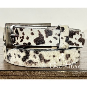 2026 Wholesale New Arrival Hair-On Cowhide Leather <b>Belt</b> With Metal Buckle Western Style Genuine Leather Handmade <b>Belt</b> for Unisex - Product Image 1