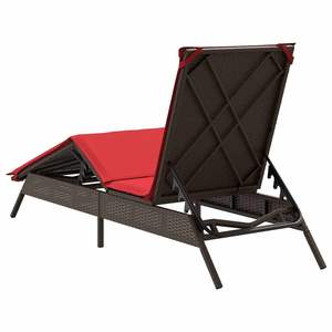 Chaise longue de patio en rotin PE marron et rouge pour 1 personne - Product Image 6