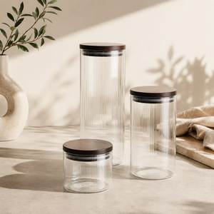 Élégant pot en verre avec couvercle en bois pour le rangement de la cuisine, l'organisation du garde-manger, récipient alimentaire réutilisable, décoration intérieure - Product Image 6