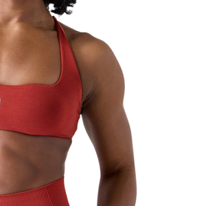 Women Seamless Strappy Sports Bra <b>Brick</b> Red <b>Yoga</b> Gym Fitness Workout Stretch Support High Waist Activewear - Product Image 6