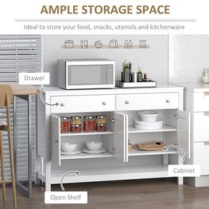 "Modern White <b>Sideboard</b> with Metal Hinges & Round Handles for Dining Room Storage" - Product Image 4
