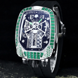Cool, Exquisite and Luxurious Colored <b>Diamond</b>-encrusted Bezel Casual Business Tourbillon Automatic Mechanical Men's <b>Watch</b> - Product Image 1