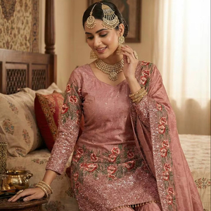 Sharara de Organza con Dupatta Bordada, Salwar Kameez Indio Estilo Bollywood, Vestido de Fiesta para Mujer, Sin Arrugas, Talla Personalizada, Venta al Por Mayor - Product Image 1