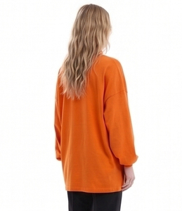 T-shirts décontractés pour femmes, style hip-hop, surdimensionnés, à manches longues, tricotés, col haut, coupe ample, style streetwear, t-shirts pour femmes, à porter au quotidien - Product Image 4