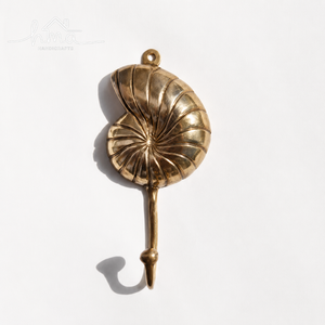Porte-manteau mural décoratif en laiton massif en forme de coquille de Nautilus, finition dorée vintage, support mural pour manteaux, chapeaux, serviettes, peignoirs, clés, décoration intérieure - Product Image 1