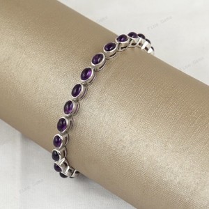 Natural Amethyst Stone 925 Sterling Silver Gold Plated Charm <b>Bracelet</b> <b>Healing</b> <b>Crystal</b> Jewelry Elegant Purple Gemstone for Party - Product Image 2