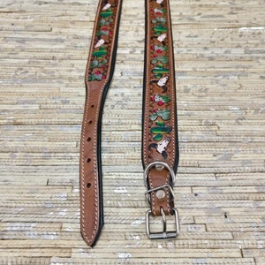 Collar de Cuero Genuino Vintage Venus Leathers para Perro con Bordado de Girasol, Hebilla Metálica, Ligero y Resistente, Accesorios para Bolsos - Product Image 2