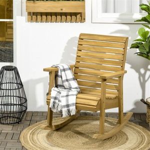 Sedia Pieghevole da Esterno Eco-Friendly Impermeabile, Sedia a Dondolo da Giardino Pieghevole e Impilabile, Arredo Parco in Legno e Materiale PP - Product Image 6