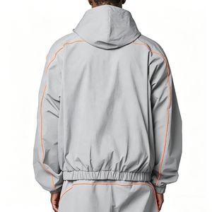 Men's <b>Black</b> Contrast Binding <b>Windbreaker</b> Tracksuit Lightweight Nylon Hooded Jacket Pants Sweatsuit Set HIGH QUALITY <b>windbreaker</b> - Product Image 4
