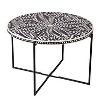 Table basse ronde en nacre incrustée, meubles de maison de luxe, rustique, Antique, table d'appoint incrustée d'os