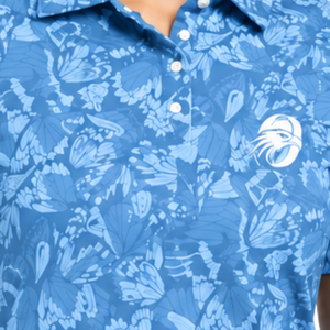 <b>Sky</b> <b>Blue</b> Women Short Sleeve Printed Golf Polo Shirt Floral Pattern Performance Sports <b>Top</b> Custom Wholesale Breathable Golf - Product Image 6
