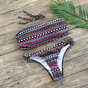 Trajes de Baño Sexys de Satén Personalizados al por Mayor - Conjuntos de Bikini para Mujer con Tirantes de Nudo en los Hombros y Diseño de Logotipo Frontal - Product Image 4