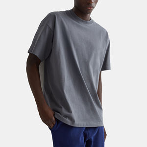 T-shirt vierge coupe ample personnalisé pour homme en molleton French Terry 100% coton Pima biologique 300 GSM - Product Image 2