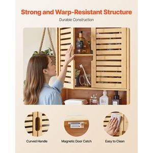 Armadietto da Bagno a Parete con Ripiani Regolabili, 2 Ante, Organizzatore per Medicinali, Montaggio a Muro - Product Image 5