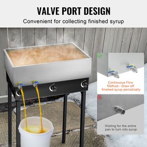 Pentola Industriale da 35 Galloni per Cottura, Vaso Evaporatore per Sciroppo d'Acero, Capacità 509 Tazze (8.8oz), Design Piatto, 2 Valvole, 3 Modalità di Riscaldamento - Product Image 6