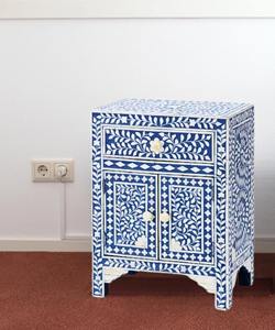 Mesa Consola Óptica Artesanal con Incrustaciones de Hueso, Moderna, Altura Ajustable, Ecológica, Hecha a Mano, para Sala de Estar, Estilo Indio, de Alta Gama y Elegante - Product Image 1