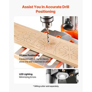 Trapano a Colonna da Banco 530-3140 RPM a Velocità Variabile con Tavolo Inclinabile 0-45 Gradi, 10 Pollici, 0.8 HP, 600W, 5 Amp - Product Image 5