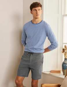 Pantalones Cortos Bermuda de Algodón Gris para Hombre con Raya Lateral Azul, Cintura con Cordón, Ropa Deportiva Informal - Product Image 2