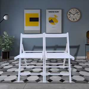 Confezione da 2 sedie pieghevoli bianche dal design elegante e pieghevole - Product Image 1