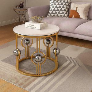 Mesa de Centro Moderna De-Artico con Aspecto de Mármol, Estructura Metálica, Color Blanco Dorado, Ecológica, Duradera, Precio Económico al por Mayor - Product Image 6