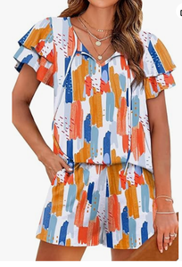 Conjunto de Ropa Informal para Mujer, Verano, Cómodo, Dos Piezas, Manga Corta - Product Image 2