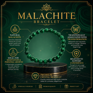 Pulsera Elástica de Malaquita Natural de 8mm con Cuentas de Cristal, Venta al Por Mayor - Product Image 1